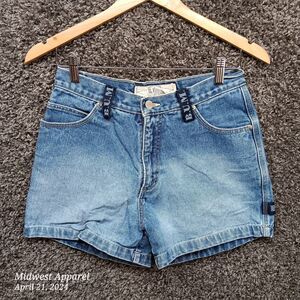 Vintage BUM Equipment‎ Carpenter Jean Shorts Women 9 Blue Denim High Rise Jorts